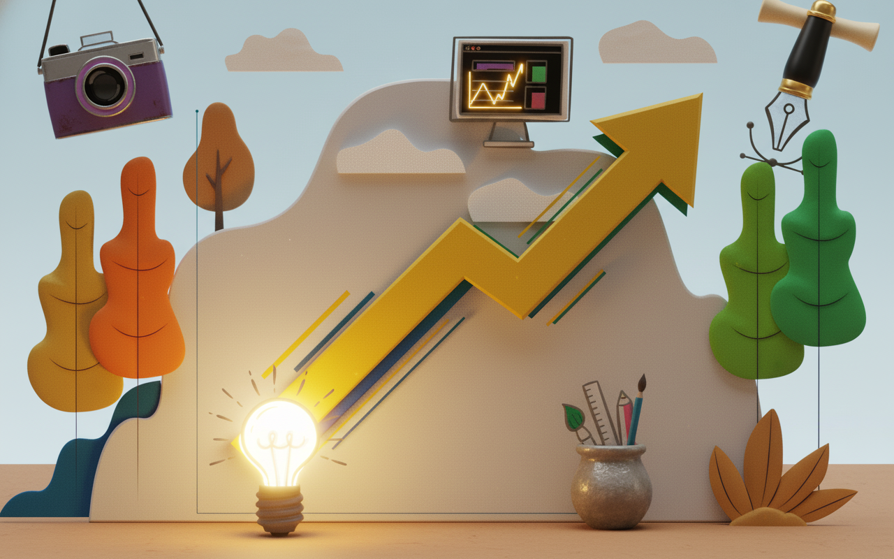 Haz crecer tu negocio Un gráfico que muestra cómo la creatividad puede hacer crecer tu negocio